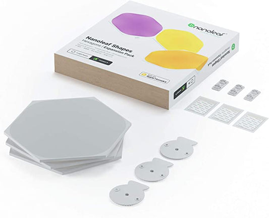 Nanoleaf Shapes - Hexagon Expansion Pack (3 Panels), Assorted, 3 Pack Expansion Kit (NL42-0001HX-3PK) - Games Corner