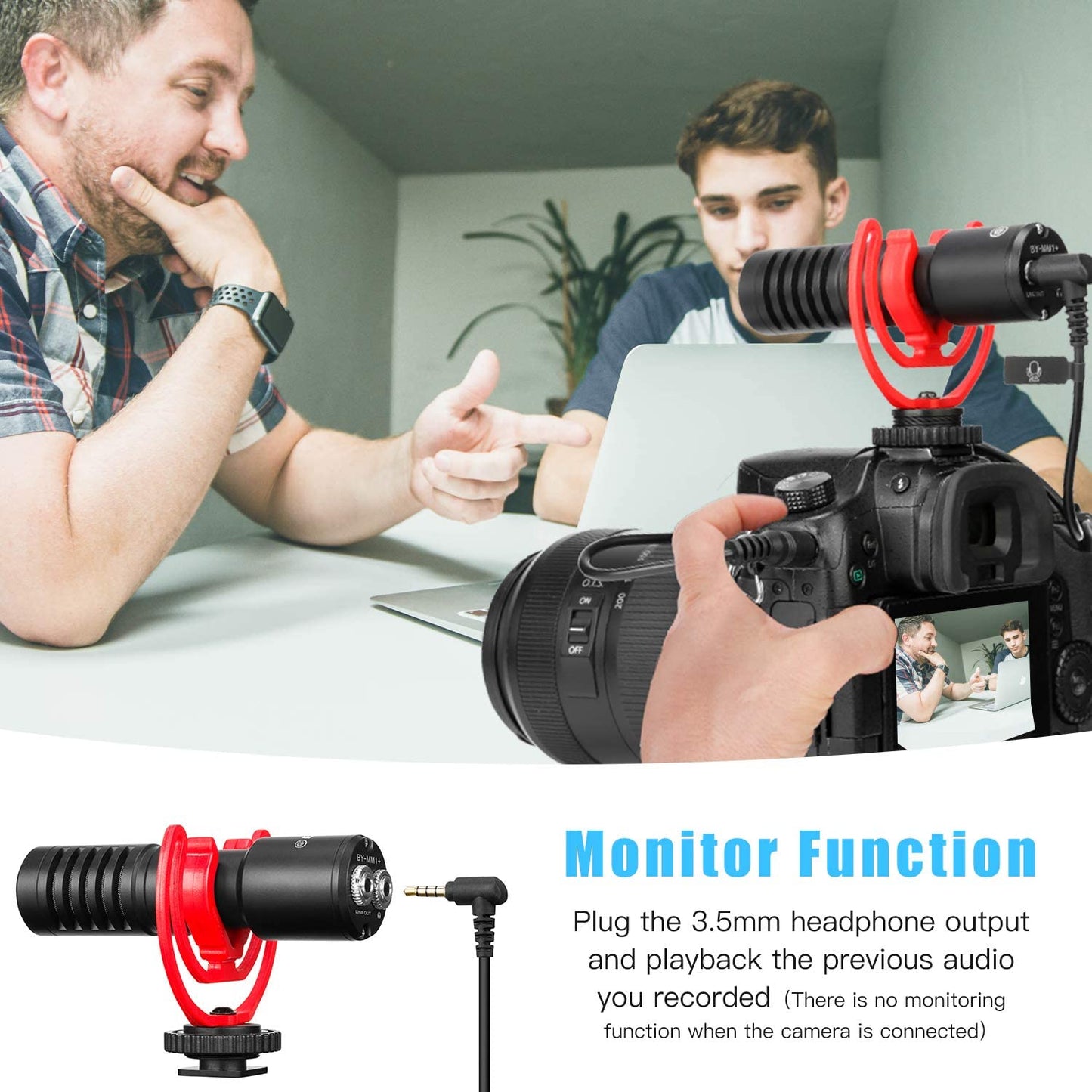 Boya New Camera Super-Cardioid Video Shotgun Condenser Microphone By-Mm1+ With Headphone Monitoring - Games Corner