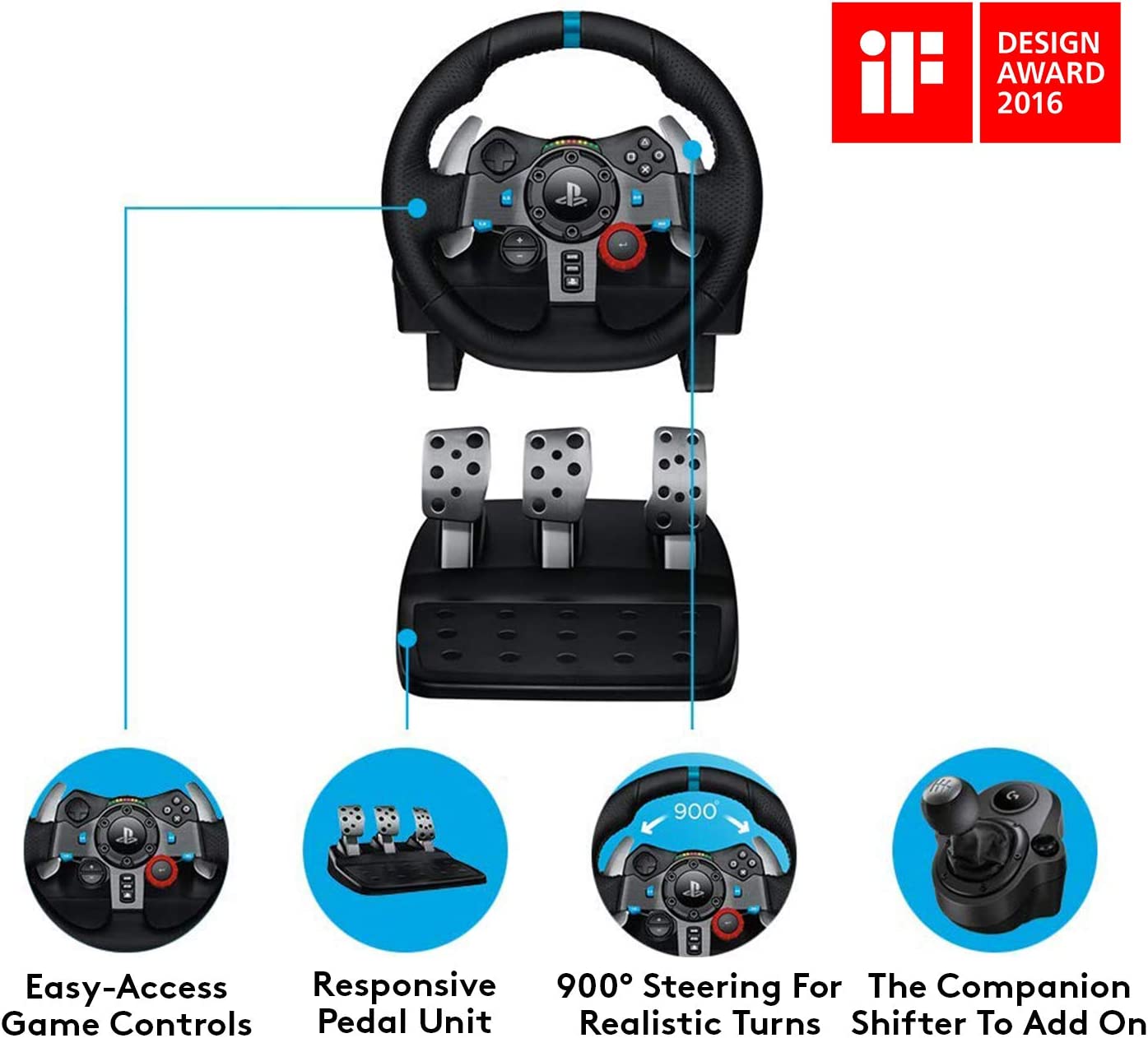 Logitech G29 Driving Force Racing Wheel and Floor Pedalsfor PS5, PS4, PC, Mac - Black - Games Corner