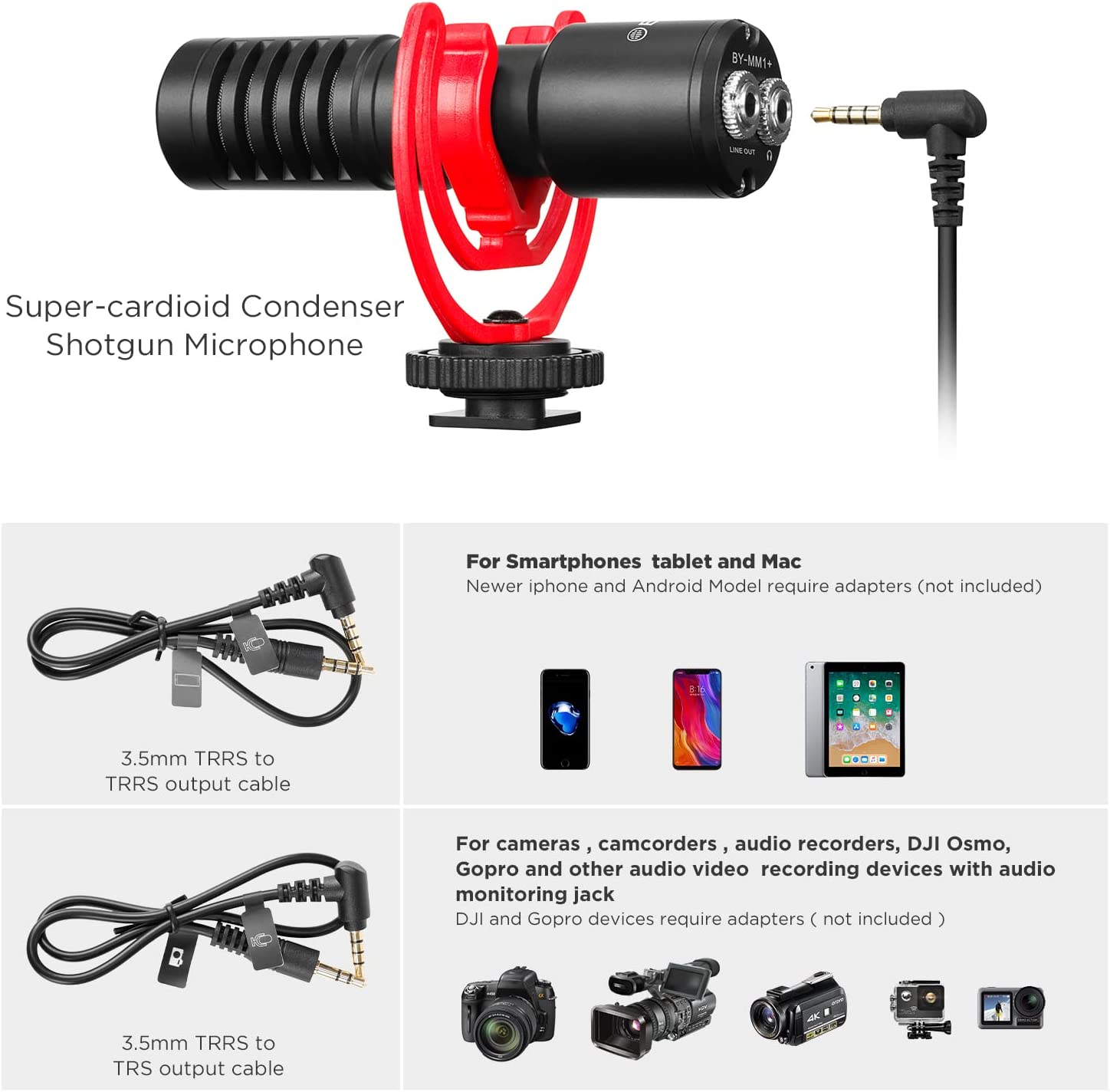 Boya New Camera Super-Cardioid Video Shotgun Condenser Microphone By-Mm1+ With Headphone Monitoring - Games Corner