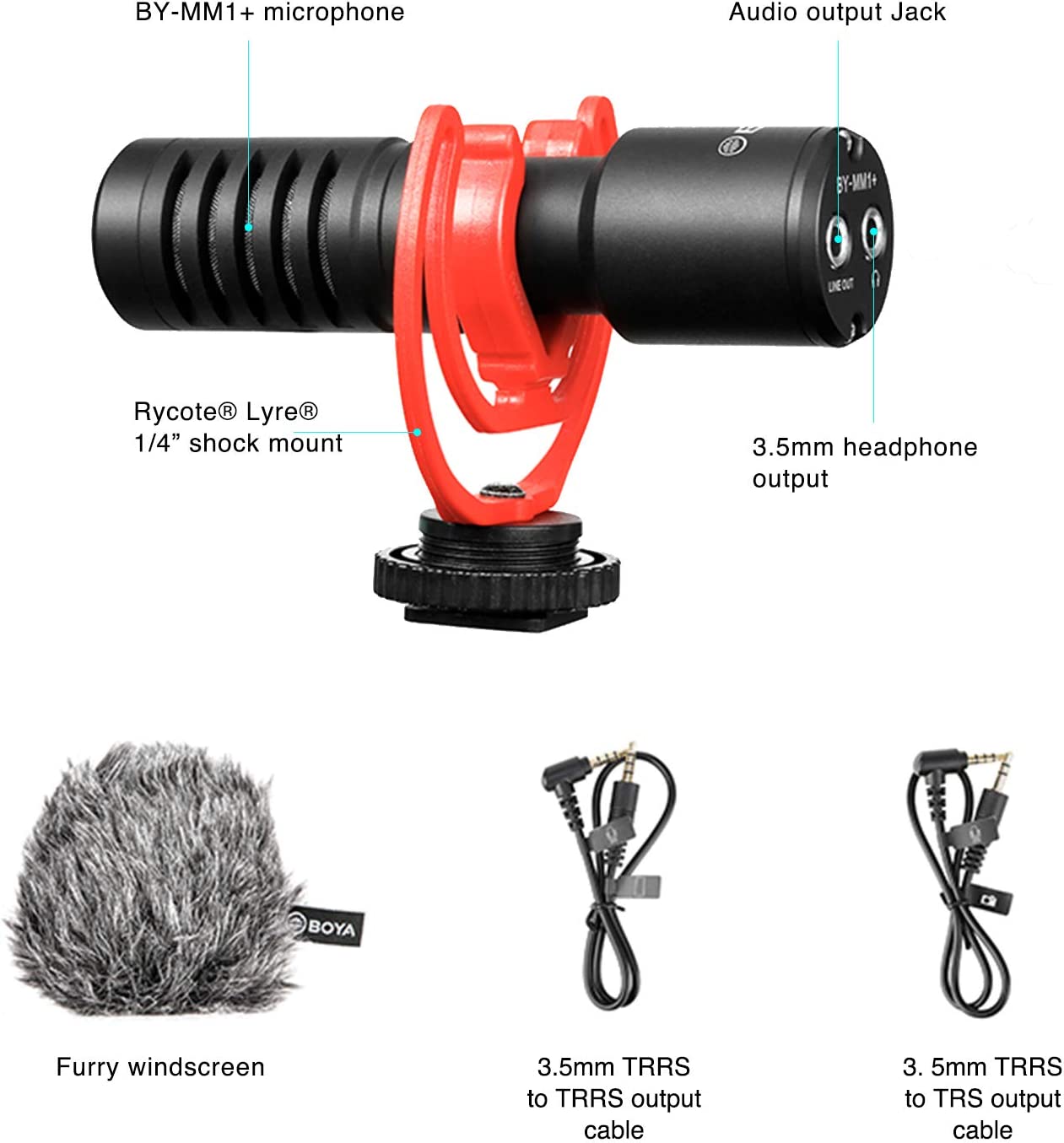 Boya New Camera Super-Cardioid Video Shotgun Condenser Microphone By-Mm1+ With Headphone Monitoring - Games Corner