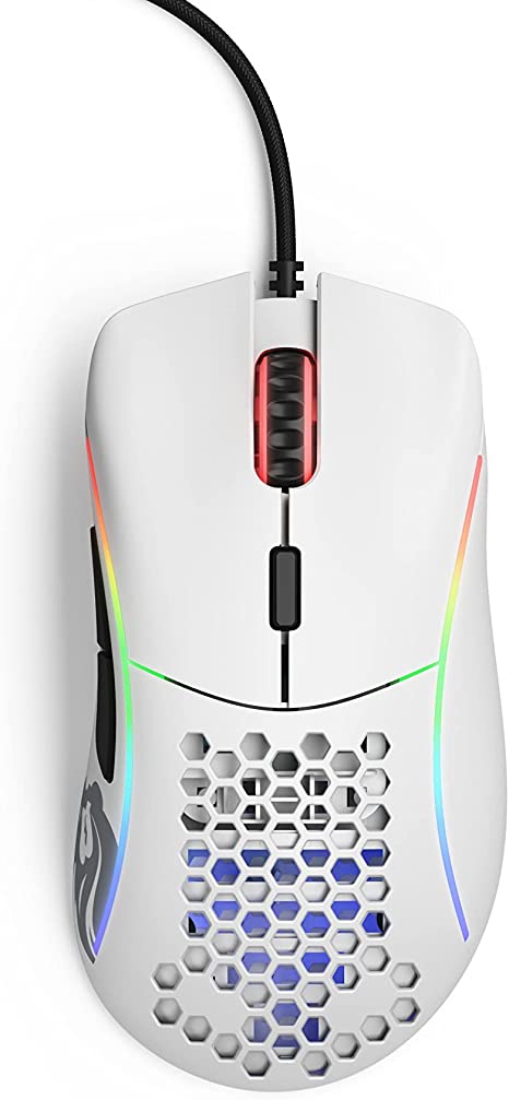 Glorious Gaming Mouse - Glorious Model D Honeycomb Mouse - Superlight RGB PC Mouse - 68 g - Matte White Wired Mouse - Games Corner