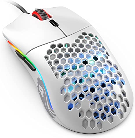 Glorious Gaming Mouse - Model O Minus 58 g Superlight Honeycomb Mouse, RGB Mouse - Matte White Mouse, USB Gaming Mouse - Games Corner