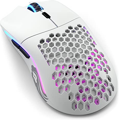 Glorious Gaming Mouse - Model O Minus RGB Wireless Mouse - 65 g Lightweight Gaming Wireless Mouse - Honeycomb Mouse (Matte White Mouse) - Games Corner