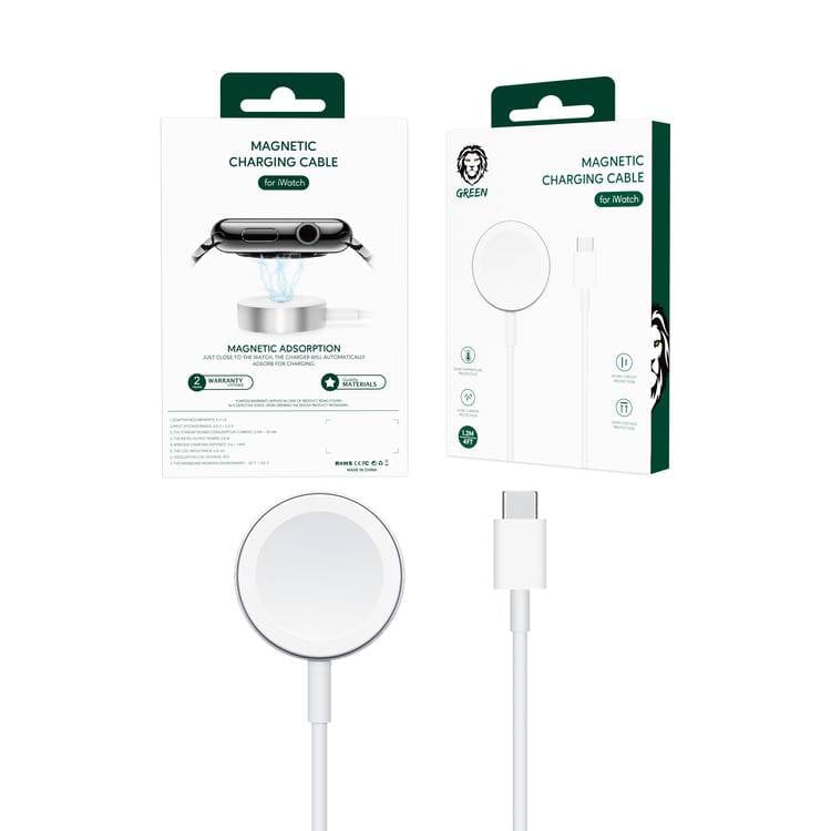 Green Lion Magnetic Charging Cable 1.2M ( Type-C Interface ) for iWatch Series SE/6/5/4/3/2, Magnetic Charging Cable Cord - Games Corner