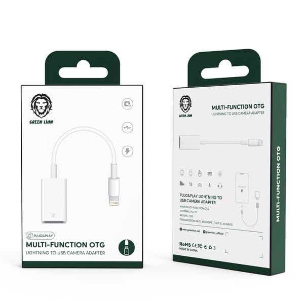 Green Lion Multi-function Otg ( Lightning To Usb Camera Adapter ) – White - Games Corner