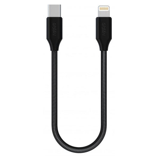 Green Lion Type-C to Lightning Braided Cable 30cm 20W Black – GN30CMCTLG - Games Corner