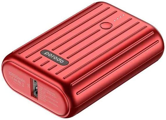 Porodo Power Bank PD Ultra-Compact Wireless Portable Power Bank 10000mAh 18W Power Delivery & Quick Charge 3.0 (Red, 10000mAh) Visit the Porodo Store - Games Corner