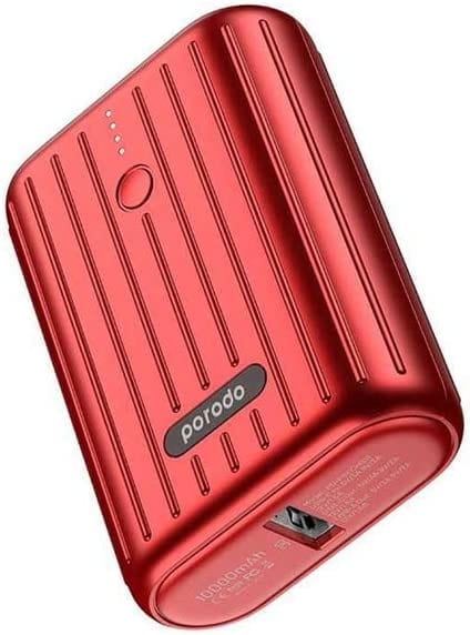 Porodo Power Bank PD Ultra-Compact Wireless Portable Power Bank 10000mAh 18W Power Delivery & Quick Charge 3.0 (Red, 10000mAh) Visit the Porodo Store - Games Corner