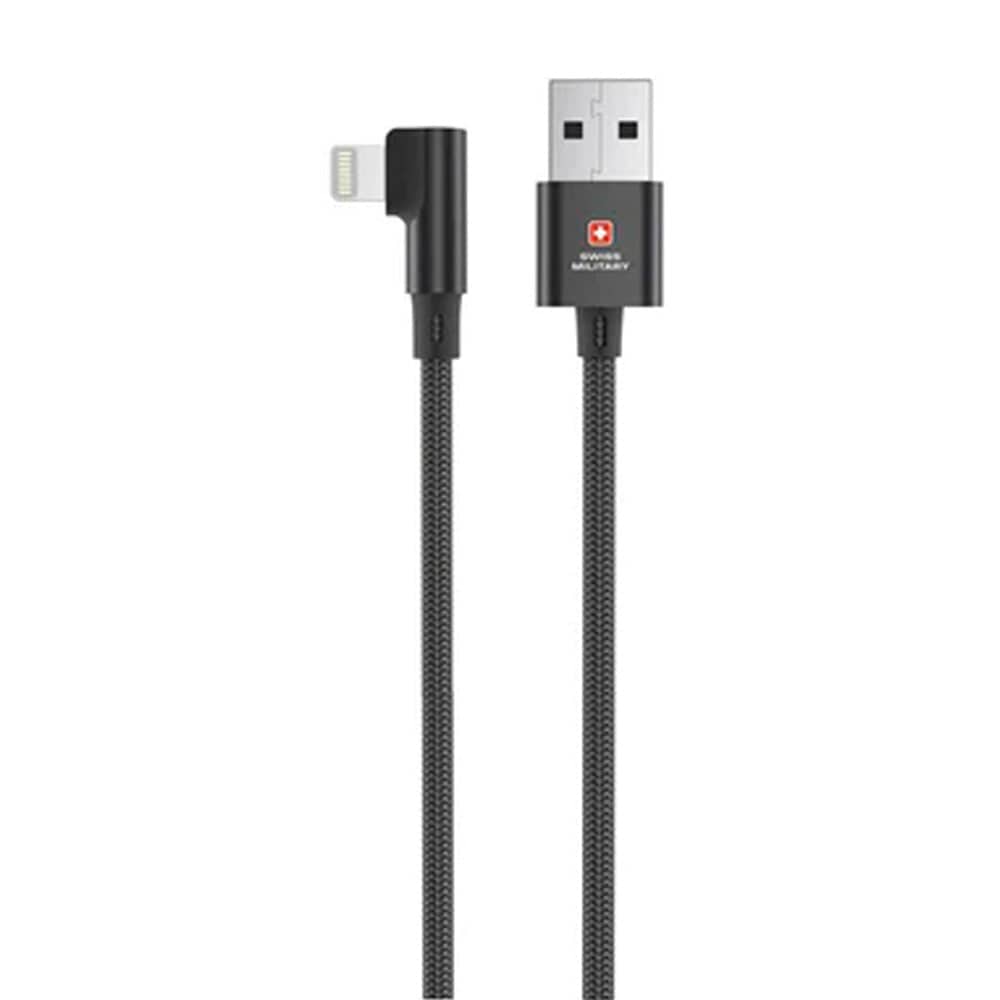 Swiss Military SM-CB-AL20W-BLK USB-A to Lightning Cable 2M Black - Games Corner