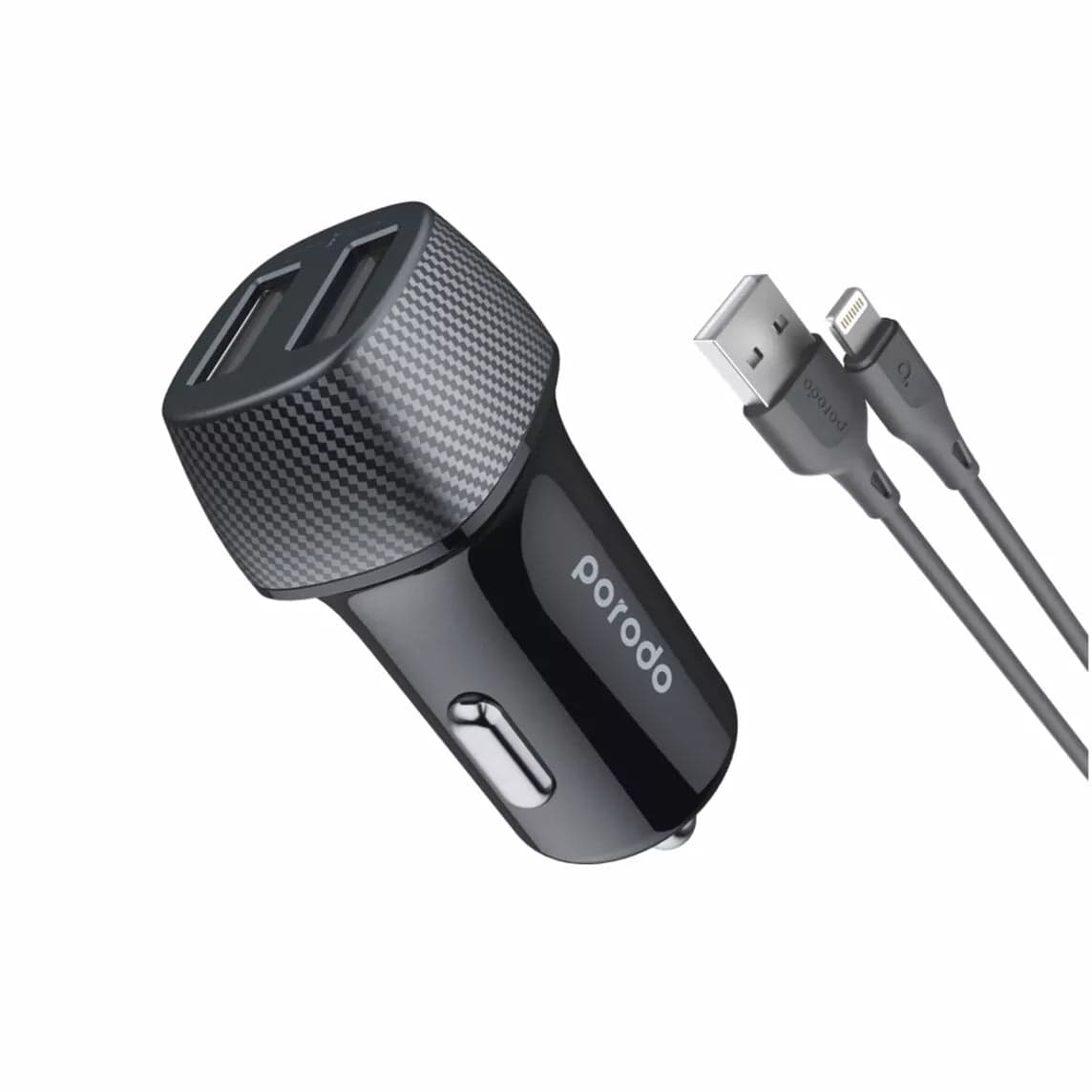 Ultimate Car Charger Dual Port Aluminum with Lightning Cable