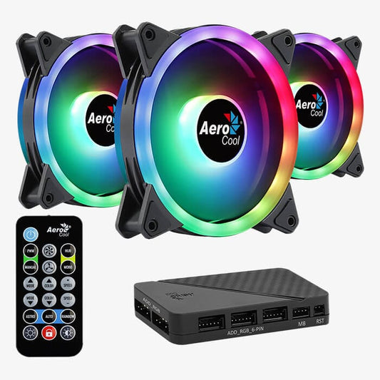 Duo 12 Pro 12CM ARGB FANS x 3 | H66F HUB x 1 | REMOTE CONTROL x 1 - Games Corner