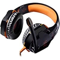 Kotion EACH G2000 Deep Bass Over-Ear Game Gaming Headset Earphone Headband Stereo Headphones with Mic LED Light for PC Gamer (Black-Orange) - Games Corner