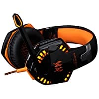 Kotion EACH G2000 Deep Bass Over-Ear Game Gaming Headset Earphone Headband Stereo Headphones with Mic LED Light for PC Gamer (Black-Orange) - Games Corner